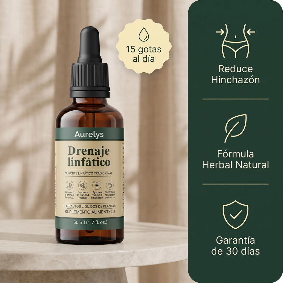 Aurelys Drenaje Linfático: reduce hinchazón, fórmula herbal natural y garantía de 30 días